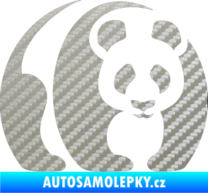 Samolepka Panda 001 pravá 3D karbon stříbrný