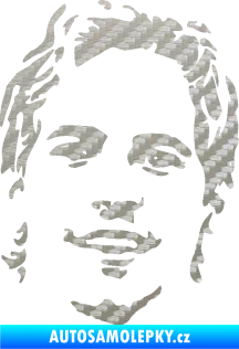 Samolepka Paul Walker 008 pravá obličej 3D karbon stříbrný