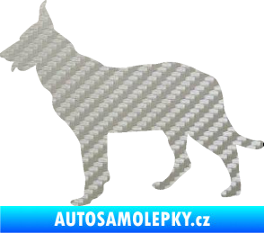 Samolepka Pes 079 levá Německý ovčák 3D karbon stříbrný