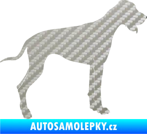 Samolepka Pes 086 pravá Doga 3D karbon stříbrný