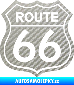 Samolepka Route 66 - jedna barva 3D karbon stříbrný