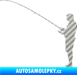 Samolepka Rybář 008 levá 3D karbon stříbrný