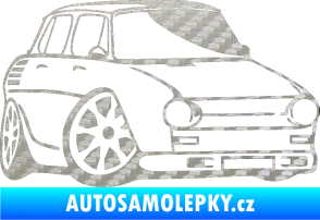 Samolepka Škoda 100 karikatura pravá 3D karbon stříbrný