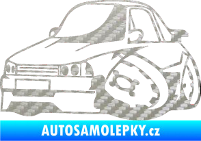 Samolepka Škoda 120 karikatura levá 3D karbon stříbrný