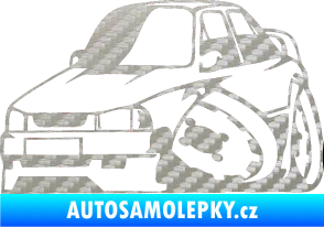 Samolepka Škoda 130 karikatura levá 3D karbon stříbrný