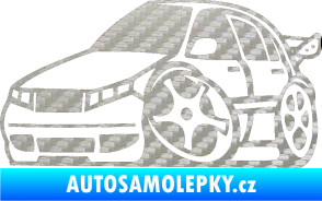 Samolepka Škoda Fabia 001 karikatura levá 3D karbon stříbrný