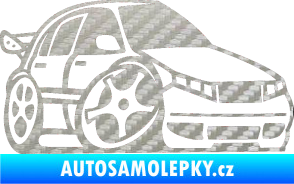 Samolepka Škoda Fabia 001 karikatura pravá 3D karbon stříbrný