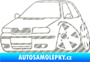 Samolepka Škoda Felicia karikatura levá 3D karbon stříbrný
