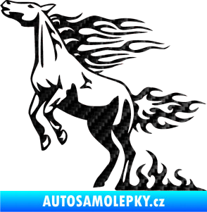 Samolepka Animal flames 001 levá kůň 3D karbon černý