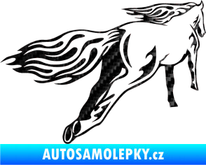 Samolepka Animal flames 009 pravá kůň 3D karbon černý