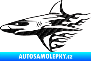 Samolepka Animal flames 031 levá žralok 3D karbon černý