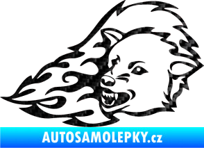 Samolepka Animal flames 036 levá vlk 3D karbon černý