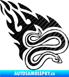 Samolepka Animal flames 065 pravá had 3D karbon černý