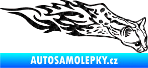 Samolepka Animal flames 080 pravá gepard 3D karbon černý