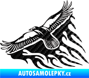 Samolepka Animal flames 091 levá letící orel 3D karbon černý