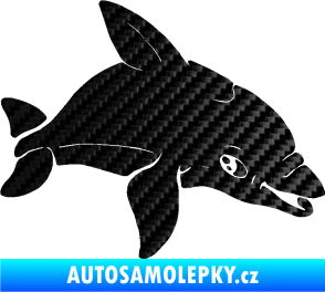 Samolepka Delfín 003 pravá 3D karbon černý