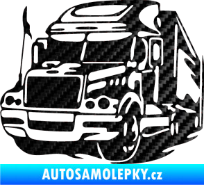 Samolepka Kamion 002 levá nákladní auto 3D karbon černý