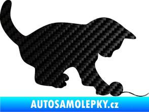 Samolepka Kočka 002 pravá 3D karbon černý