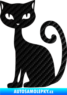 Samolepka Kočka 009 levá 3D karbon černý