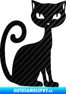 Samolepka Kočka 009 pravá 3D karbon černý