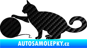Samolepka Kočka 011 levá 3D karbon černý