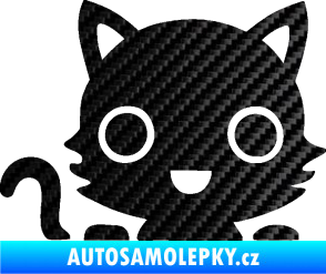 Samolepka Kočka 014 levá kočka v autě 3D karbon černý