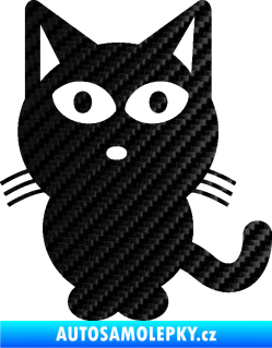 Samolepka Kočka 034 levá 3D karbon černý