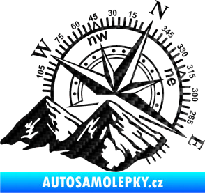 Samolepka Kompas 002 pravá hory 3D karbon černý