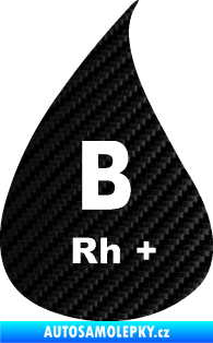 Samolepka Krevní skupina B Rh+ kapka 3D karbon černý