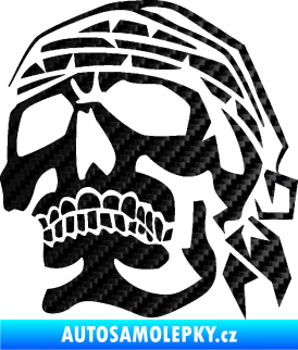 Samolepka Lebka pirát levá 3D karbon černý