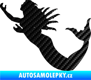 Samolepka Mořská panna levá siréna 3D karbon černý