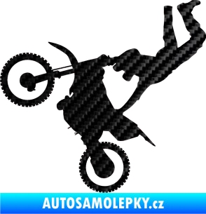 Samolepka Motorka 008 levá motokros freestyle 3D karbon černý