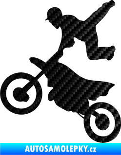 Samolepka Motorka 036 levá  motokros freestyle 3D karbon černý