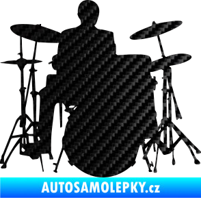 Samolepka Music 009 pravá hráč na bicí 3D karbon černý