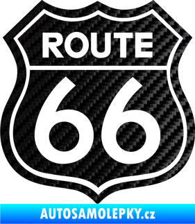 Samolepka Route 66 - jedna barva 3D karbon černý
