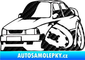 Samolepka Škoda 130 karikatura levá 3D karbon černý