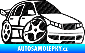 Samolepka Škoda Fabia 001 karikatura pravá 3D karbon černý
