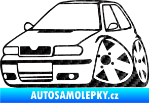 Samolepka Škoda Felicia karikatura levá 3D karbon černý