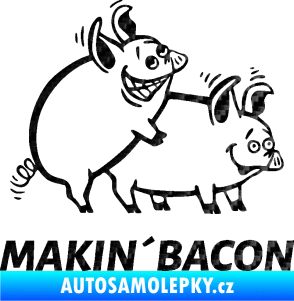 Samolepka Veselá prasátka makin bacon pravá 3D karbon černý