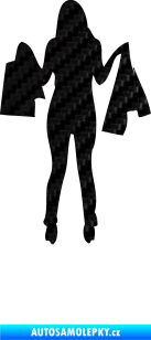 Samolepka Žena na nákupu 003 pravá 3D karbon černý