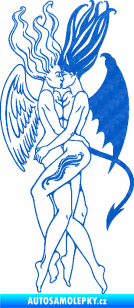 Samolepka Anděl a Démon levá 3D karbon modrý