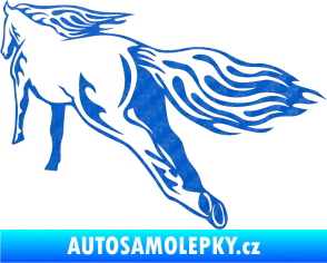 Samolepka Animal flames 009 levá kůň 3D karbon modrý