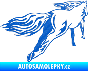 Samolepka Animal flames 009 pravá kůň 3D karbon modrý
