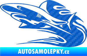 Samolepka Animal flames 037 levá žralok 3D karbon modrý