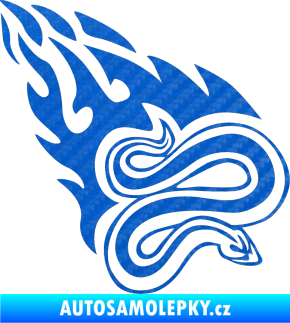 Samolepka Animal flames 065 pravá had 3D karbon modrý