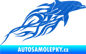 Samolepka Animal flames 102 pravá delfín 3D karbon modrý
