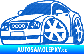 Samolepka Audi TT karikatura levá 3D karbon modrý