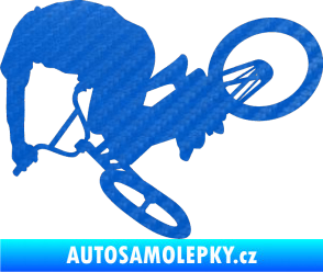 Samolepka Biker 001 levá 3D karbon modrý