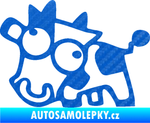 Samolepka Crazy cow levá 3D karbon modrý
