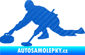 Samolepka Curling 003 levá 3D karbon modrý